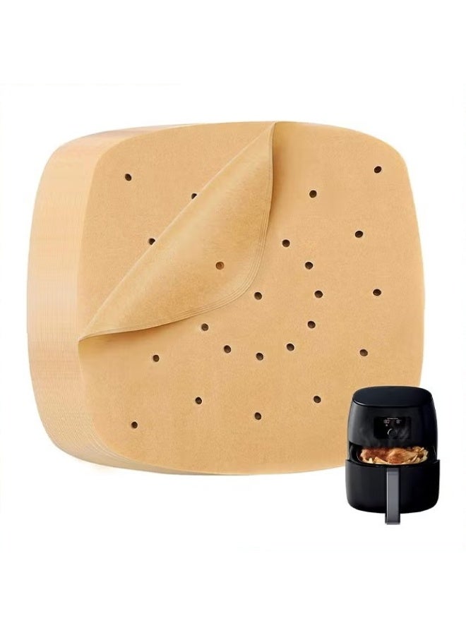 EETU Air Fryer Disposable Paper Liner,200 Pcs Non-stick Oil-proof Water-proof Air Fryer Liners,Food Grade Airfryer Parchment Paper For Frying Baking Cooking Roasting,Wood Color 6.5Inch Square - Image 1